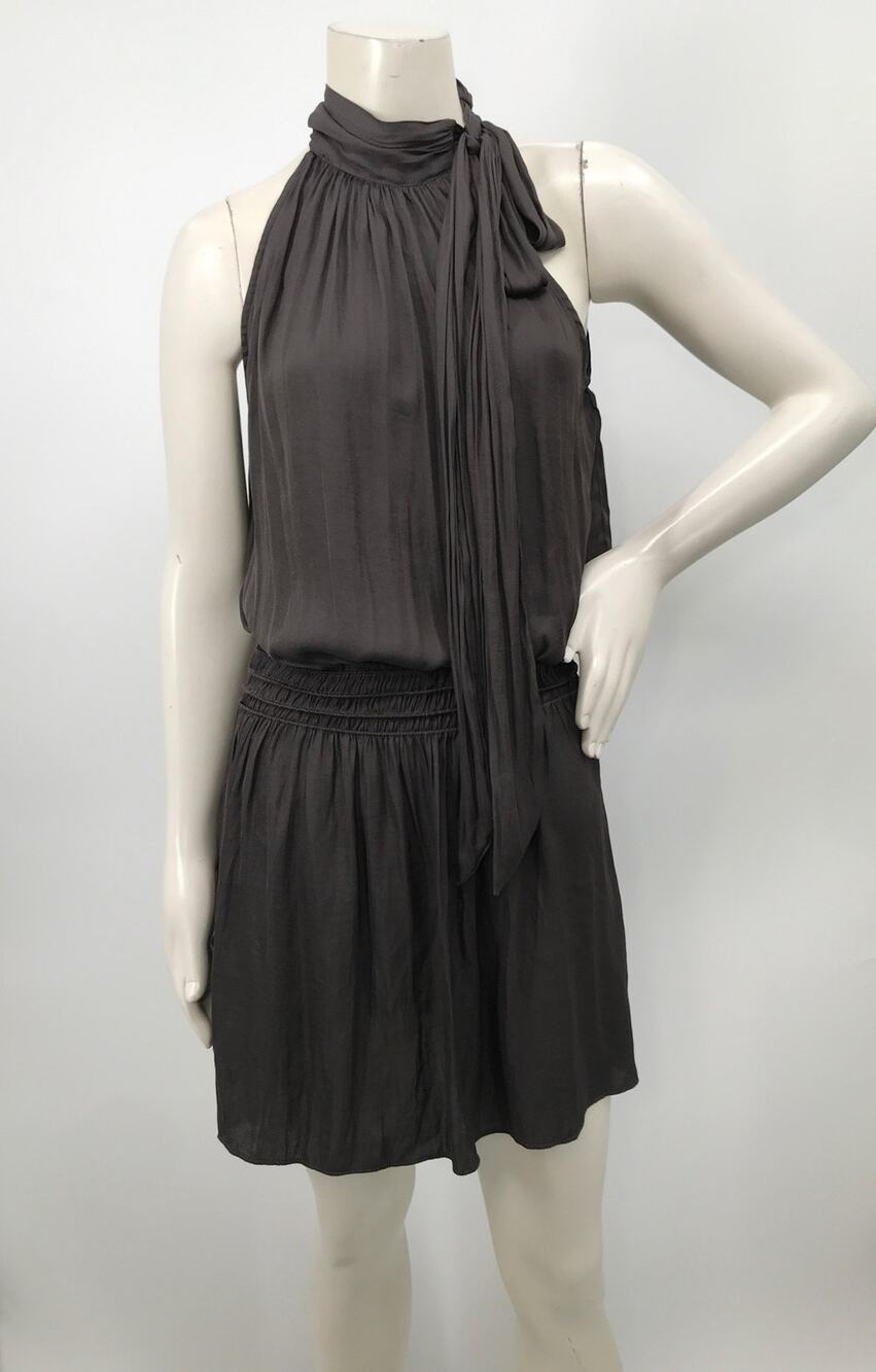 Lavish Boutique Dark Gray Sleeveless Mock Neck Blouson Mini Dress S Party Summer